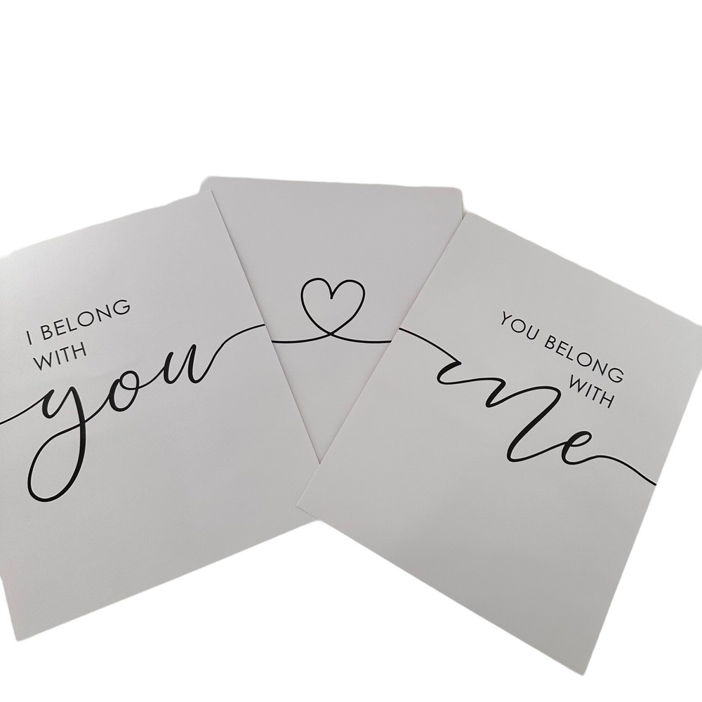 I Belong With You belong With Me‎ Print Set Of 3 Wall Art Bedroom Quote 11x14